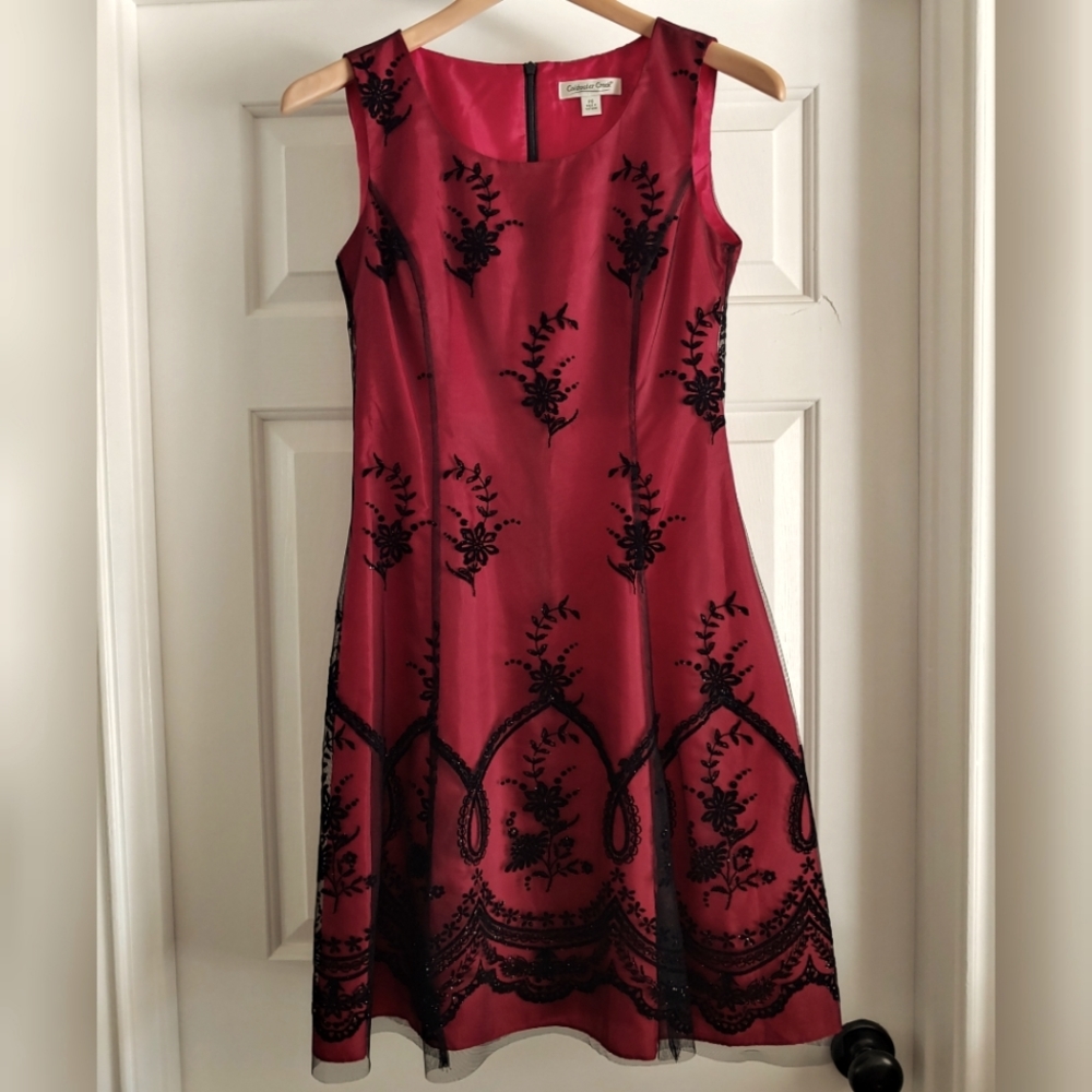 Burgundy festive sleeveless slightly flared dress Size Petite 6